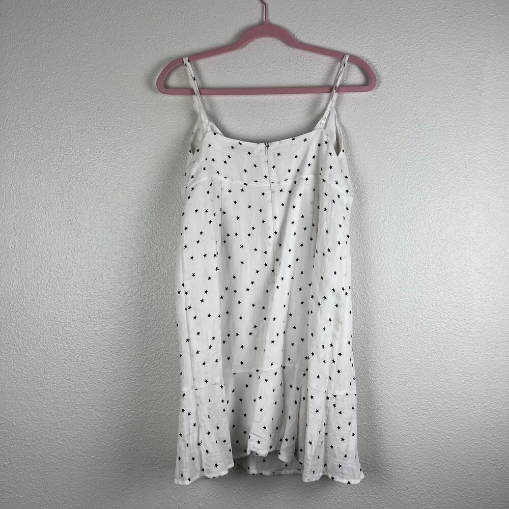 Q&A White Star Print Tie Front Tiered Mini Dress Size M NWT - Picture 5 of 7